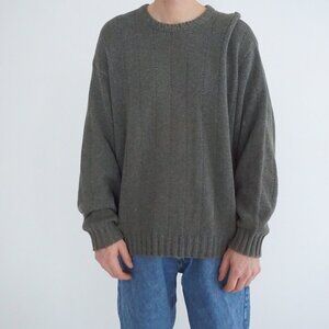 Eddie Bauer Green Cotton Blend Textured Knit Sweater Minimalist Quiet Luxury L